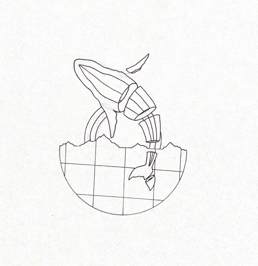 WIP illustration of a whale breaching