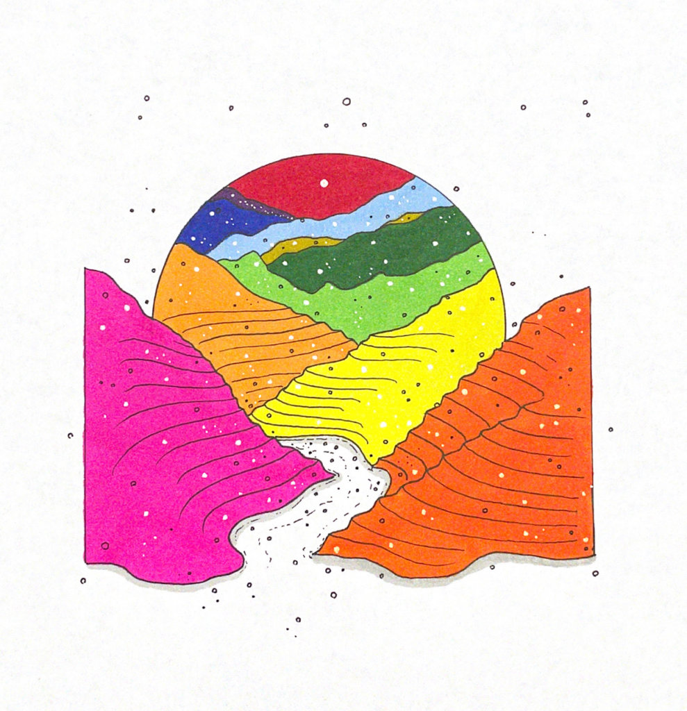 color illustration of paddy fields