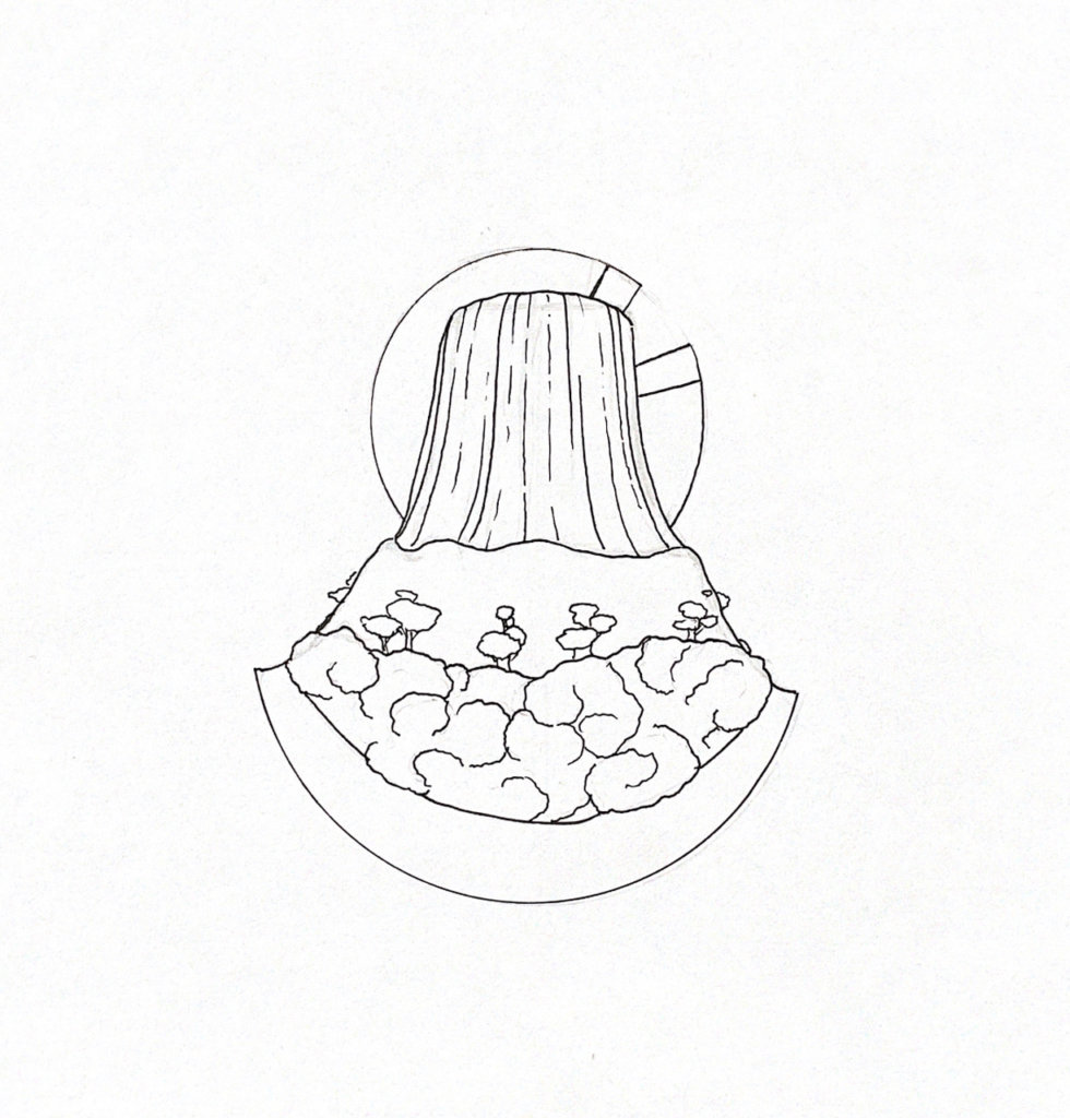 WIP drawing of an uluru-like structure