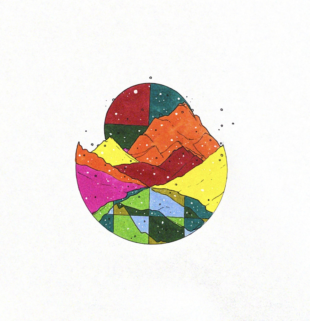 color drawing of a set of mountains