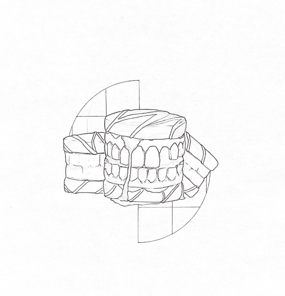 WIP illustration of cookies with teeth
