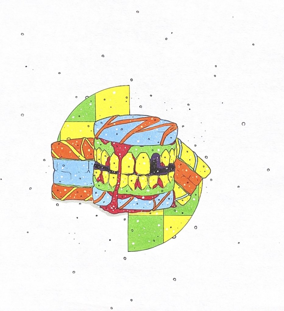 color illustration of cookies with teeth