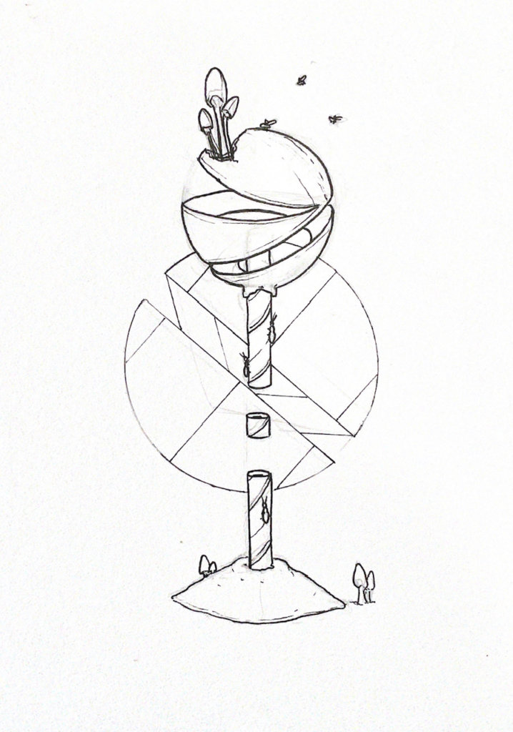 WIP illustrating of a flea infested lollipop