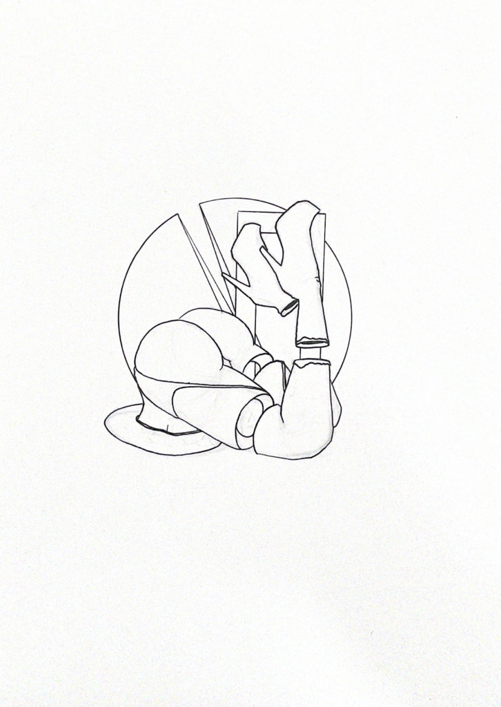WIP illustration of the lower half of a person's body wearing heels