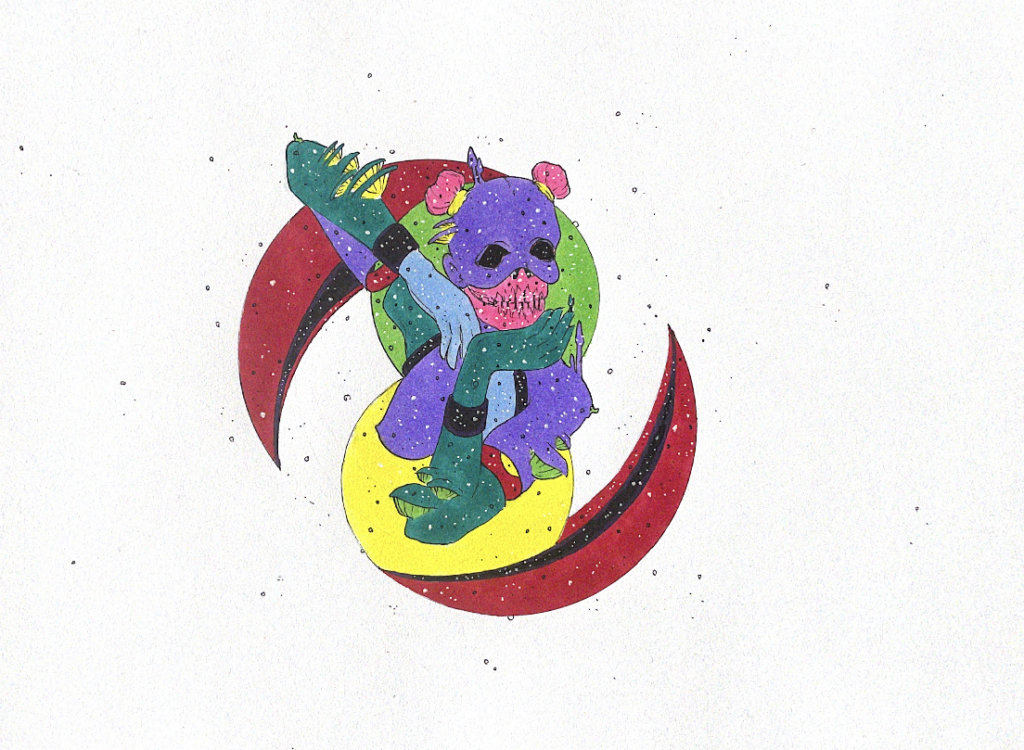 color illustration of somebody wearing a skull mask