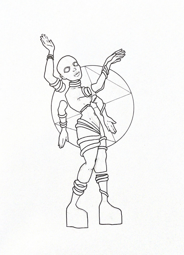 WIP illustration of a person with multiple limbs