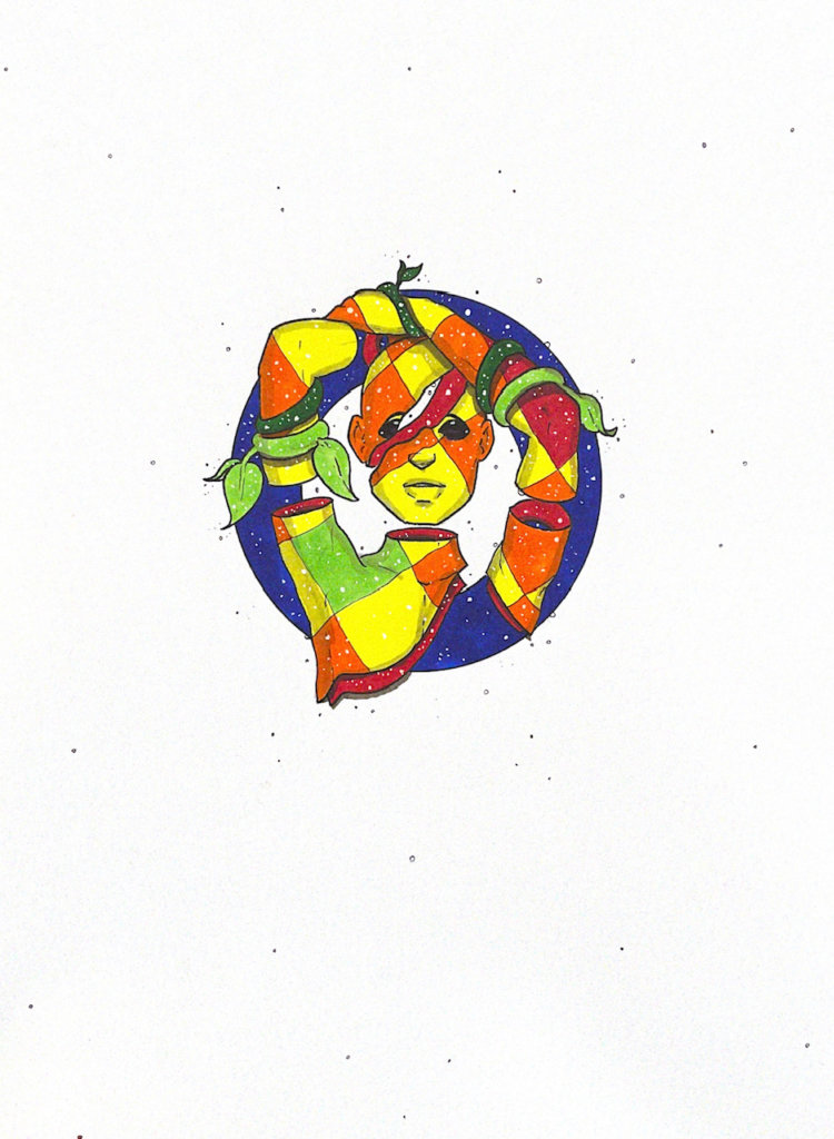 color illustration of a person with vines around their arms