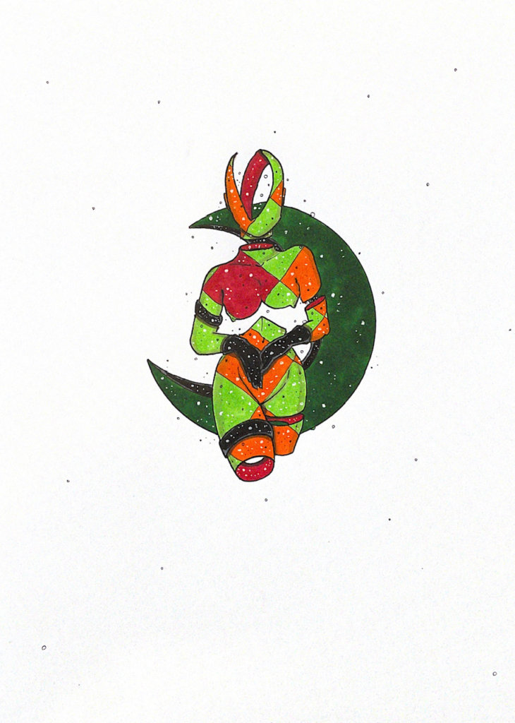 color illustration of a faceless woman