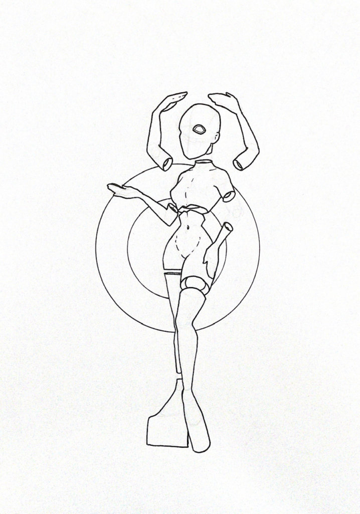 WIP illustration of a person with multiple arms