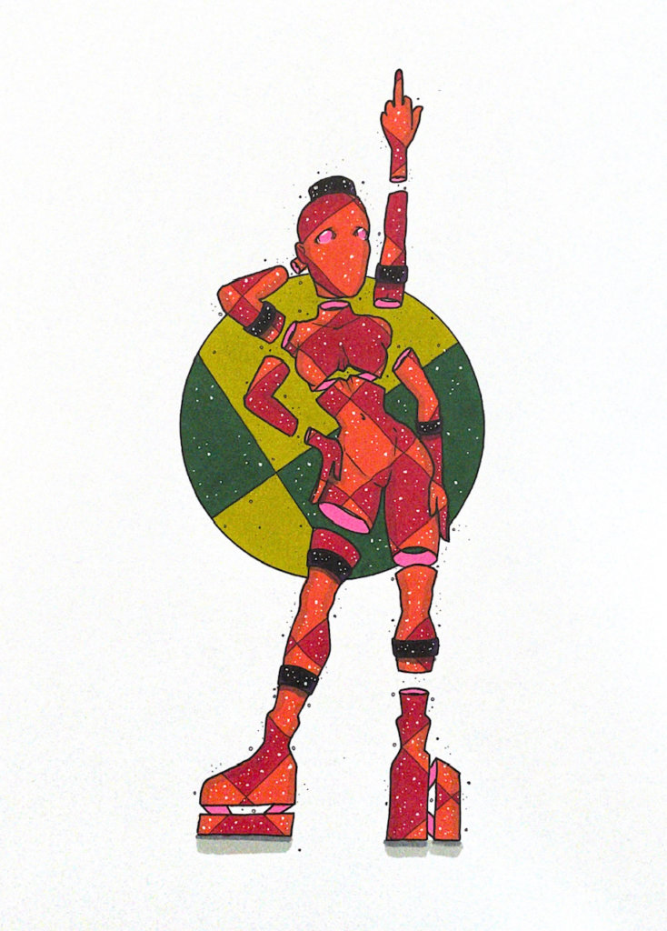 color illustration of a person giving the middle finger