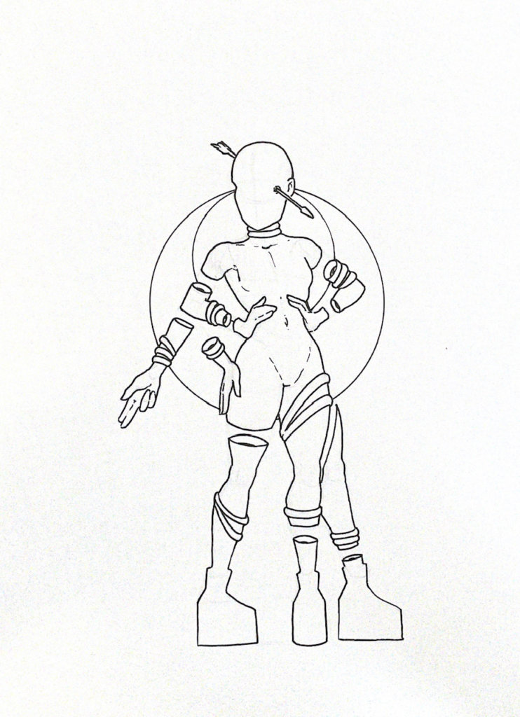 WIP illustration of a person with multiple arms and legs