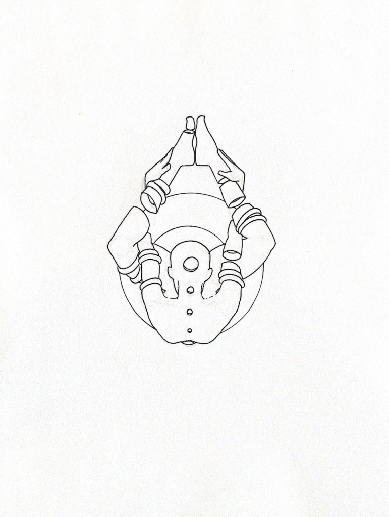 WIP illustration of a person contorted in a suggestive position